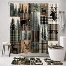 Conjunto de banheiro MYUSRE Rustic Cabin Patchwork Shower Curtain Conjunto de banheiro MYUSRE Rustic Cabin Patchwork Shower Curtain