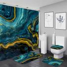 Conjunto de banheiro Nkzply Teal Blue Marble com cortina de chuveiro e tapetes