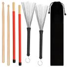 Conjunto de baquetas Tbrand 5A Maple Wood com pincéis e bolsa