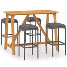 Conjunto de Bar de Jardín Casafoyer 5 Piezas con Cojines en Gris, Madera de Acacia