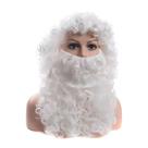Conjunto de barba e peruca Cosplay, cabelo sintético branco encaracolado de 40 cm