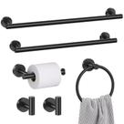Conjunto de barra de toalhas soaez Matte Black 6 peças de aço inoxidável