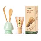 Conjunto de batedor Matcha com 4 peças - batedor de bambu, suporte e colher