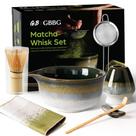 Conjunto de Batedor para Matcha GBBG em Cerâmica e Bambu, Kit de 7 Peças Conjunto de Batedor para Matcha GBBG em Cerâmica e Bambu, Kit de 7 Peças