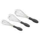 Conjunto de batedores Amazon Basics em aço inoxidável de 3 peças preto/prata