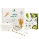Conjunto de batedores Matcha, folha de jade, bambu cerimonial e grés