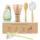 Conjunto de batedores Matcha JavaNest Bamboo de 6 peças com peneira e colher