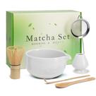 Conjunto de batedores Matcha RANERANE Ceramic Bowl Sifter Bamboo Scoop Conjunto de batedores Matcha RANERANE Ceramic Bowl Sifter Bamboo Scoop