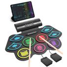 Conjunto de Bateria Eletrônica Roll-Up Momkhx 9 Pads com MIDI - Ideal para Crianças Conjunto de Bateria Eletrônica Roll-Up Momkhx 9 Pads com MIDI - Ideal para Crianças