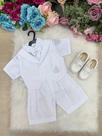 Conjunto de Batizado para Bebê Meninos com Shorts Branco e Camisa Social