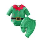 Conjunto De Bebê Elfo Verde: Macacão De Manga Comprida, Calças E Chapéu (3 Peças) - Roupa Macia De