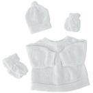 Conjunto de bebê recém nascido kit com 3 peças (casaco, luva, gorro e sapatinho de lã) cordão