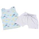 Conjunto De Bebê Regata Short Azul E Cinza Conjunto De Bebê Regata Short Azul E Cinza
