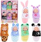 Conjunto de bebê Toy Dolls Triamisus de 4" com 6 sacos de dormir para animais Conjunto de bebê Toy Dolls Triamisus de 4" com 6 sacos de dormir para animais