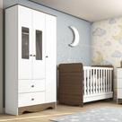 Conjunto de Berço Minicama com Guarda-Roupa Ben Flex 3 PT 2 GV Branco e Carvalho