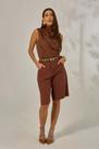Conjunto de Bermuda e Blusa Gola Alta Marrom