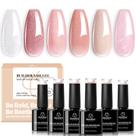 Conjunto de besouros Builder Gel 7 em 1 Nude Pink Glitter 6 cores
