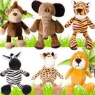 Conjunto de bichos de pelúcia Safari Jungle Animal Toys para crianças, 6 unidades