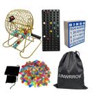 Conjunto de Bingo JUNWRROW Deluxe com Gaiola de Metal, 100 Cartelas e 600 Marcadores