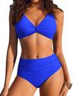 Conjunto de biquíni AI'MAGE High Wisted Tummy Control com decote em V - azul