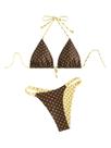 Conjunto de biquíni BEAUDRM feminino de bolinhas reversível marrom