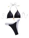 Conjunto de biquíni BEAUDRM Polka Dots reversível com corda única para mulheres