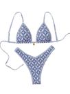 Conjunto de biquíni BEAUDRM, tanga triangular feminina Y2k, azul floral, tamanho L
