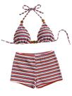 Conjunto de biquíni BEAUDRM Y2K Striped Triangle Boyshorts azul/vermelho Conjunto de biquíni BEAUDRM Y2K Striped Triangle Boyshorts azul/vermelho