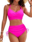 Conjunto de biquíni Blooming Jelly feminino de cintura alta com decote em V rosa GG