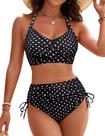 Conjunto de biquíni Blooming Jelly feminino de cintura alta preto XXL