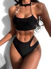 Conjunto de biquíni com detalhes de corrente