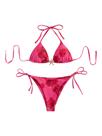 Conjunto de biquíni com estampa floral de leopardo RoseSeek para mulheres