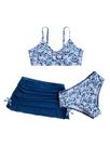 Conjunto de biquíni COZYEASE com estampa floral para meninas 9Y Ink Blue Conjunto de biquíni COZYEASE com estampa floral para meninas 9Y Ink Blue