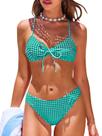 Conjunto de biquíni CUPSHE com decote em V, textura e alças finas, tamanho L Conjunto de biquíni CUPSHE com decote em V, textura e alças finas, tamanho L