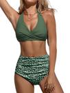 Conjunto de biquíni CUPSHE feminino com decote em V e cintura alta S Conjunto de biquíni CUPSHE feminino com decote em V e cintura alta S