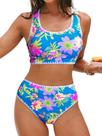 Conjunto de biquíni CUPSHE feminino com gola redonda e cintura alta