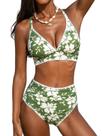 Conjunto de biquíni CUPSHE, maiô feminino de cintura alta, decote em V, M Conjunto de biquíni CUPSHE, maiô feminino de cintura alta, decote em V, M