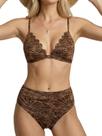 Conjunto de biquíni CUPSHE para mulheres, cintura alta, decote em V, marrom Conjunto de biquíni CUPSHE para mulheres, cintura alta, decote em V, marrom