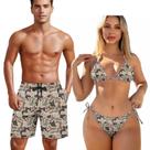 Conjunto de biquíni de casal com camuflagem verde KEIAHUAN