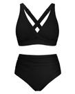 Conjunto de biquíni DooMoni V Neck Push Up, cintura alta, controle de barriga Conjunto de biquíni DooMoni V Neck Push Up, cintura alta, controle de barriga