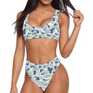 Conjunto de biquíni ELEQIN Fish Camo para mulheres, maiô de cintura alta