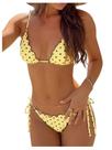 Conjunto de biquíni feminino BEAUDRM, guingão, manteiga, bolinhas amarelas