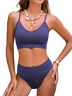 Conjunto de biquíni feminino CUPSHE, meia-quíni esportivo, azul índigo, M Conjunto de biquíni feminino CUPSHE, meia-quíni esportivo, azul índigo, M