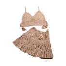 Conjunto de Biquíni Feminino de Crochê - Duas Peças com Saída de Praia
