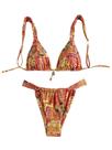 Conjunto de biquíni feminino RoseSeek com estampa floral tropical laranja XXL