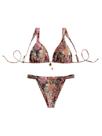 Conjunto de biquíni feminino RoseSeek, leopardo, floral, cintura alta