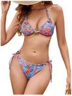 Conjunto de biquíni feminino RoseSeek, leopardo, floral, multicolorido, azul