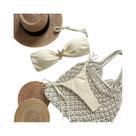 Conjunto De Biquíni Feminino Sensual Com Amarração, Cor Sólida, Estilo Praia Fresco E Moderno
