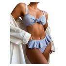 Conjunto de biquíni feminino sexy sólido push up high cut lace up halter biquíni de duas peças