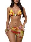 Conjunto de biquíni feminino Verdusa Floral Leopard com saia coberta